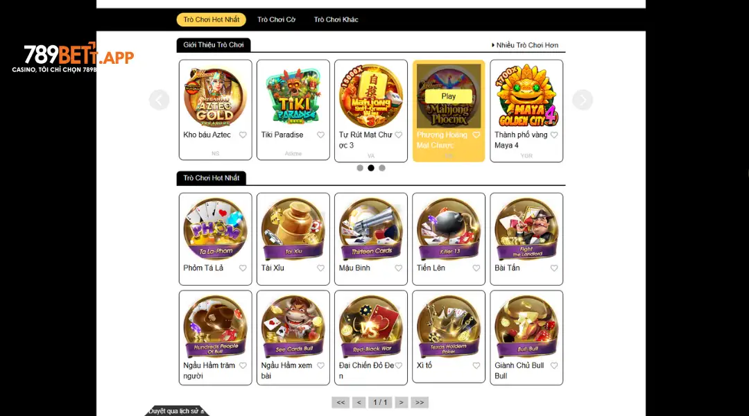 Game bài đổi thưởng hấp dẫn đầy đủ trò chơi trên 789bet