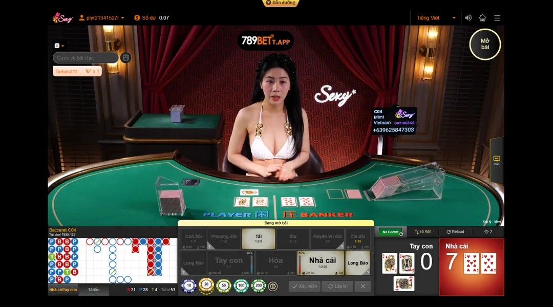 Có riêng sảnh Dealer AE Sexy Casino người Việt Nam tại 789bet