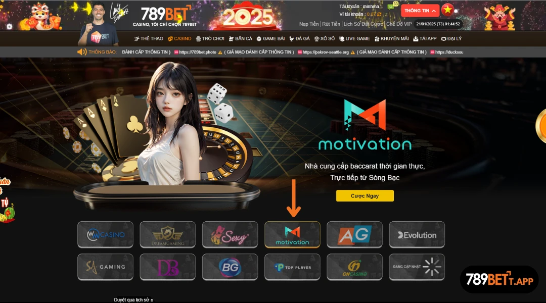 Giới thiệu sảnh Motivation Casino 789BET