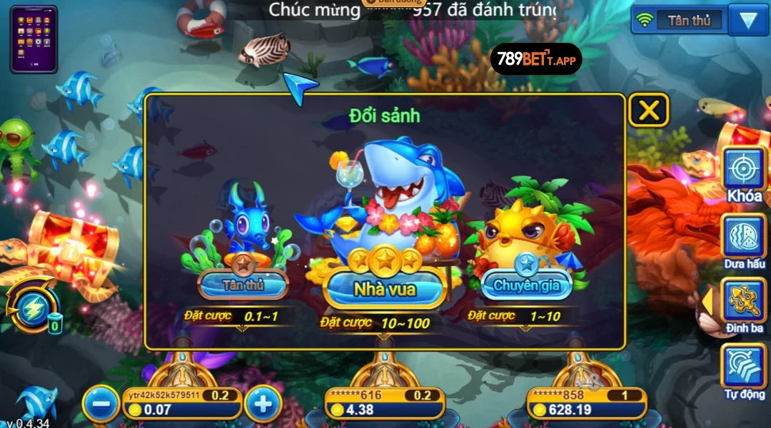 Phòng chơi đa dạng cùng bắn cá Chill Fishing TP