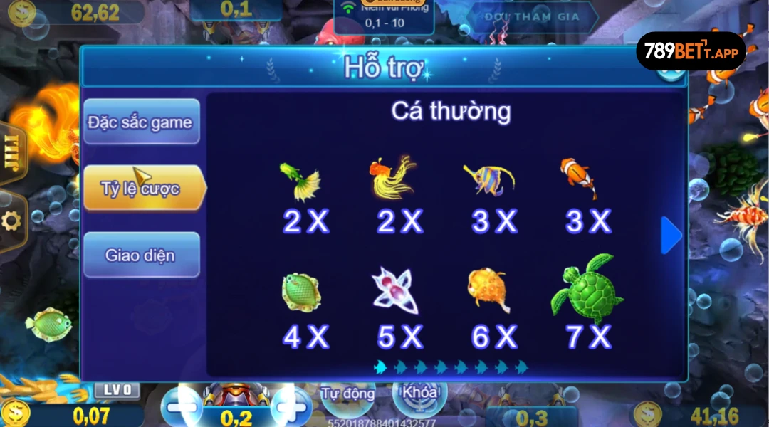 Bảng trả thưởng của Royal Fishing cực hấp dẫn