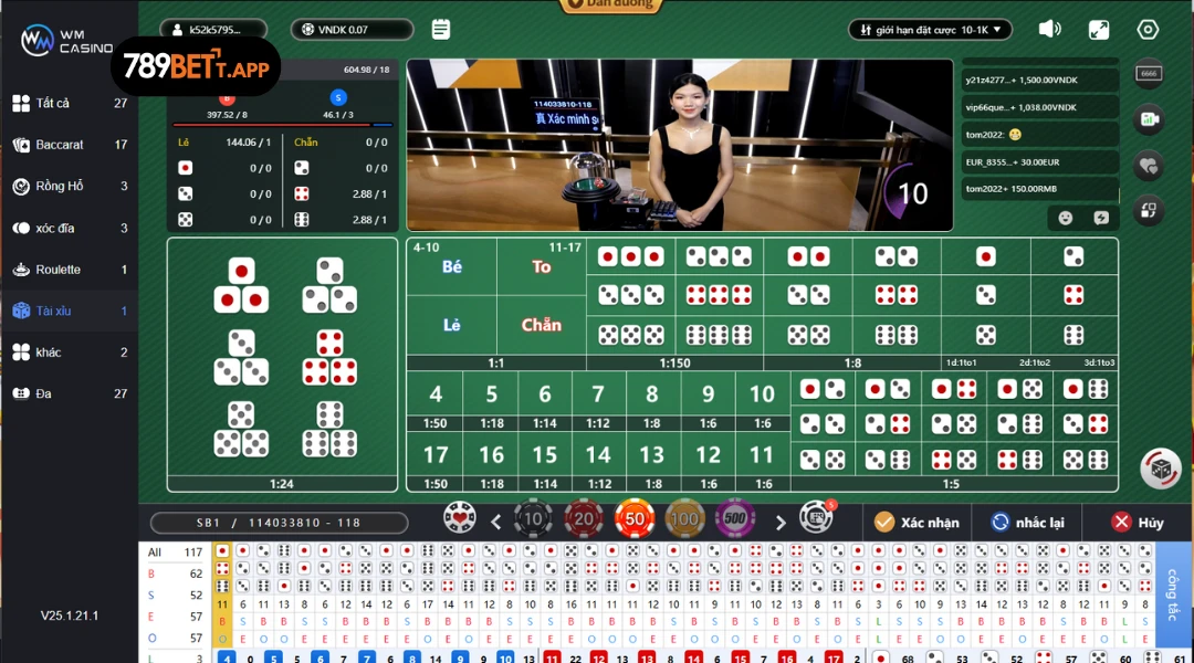Luật chơi tải xỉu sảnh WM tại nhà cái 789bet
