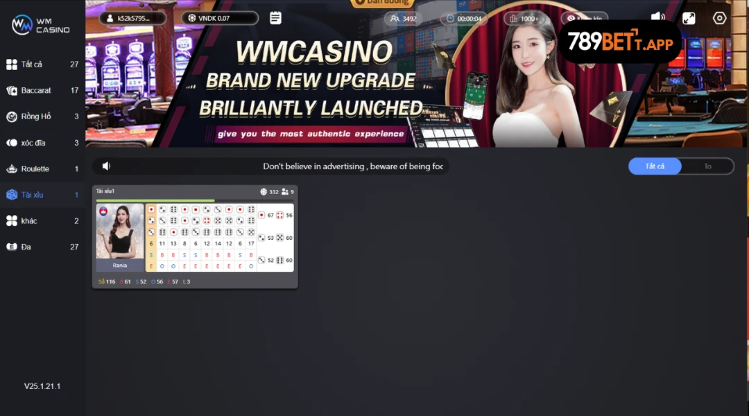Tài xỉu sảnh WM tại 789bet có gì đặc biệt