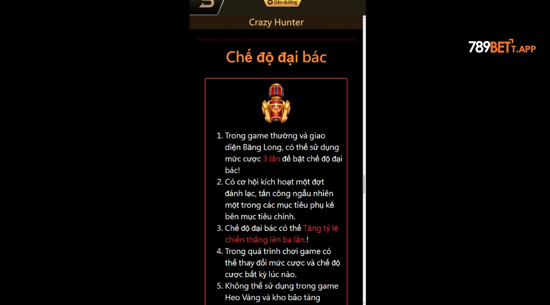 Tính năng đặc biệt tại Crazy Hunter